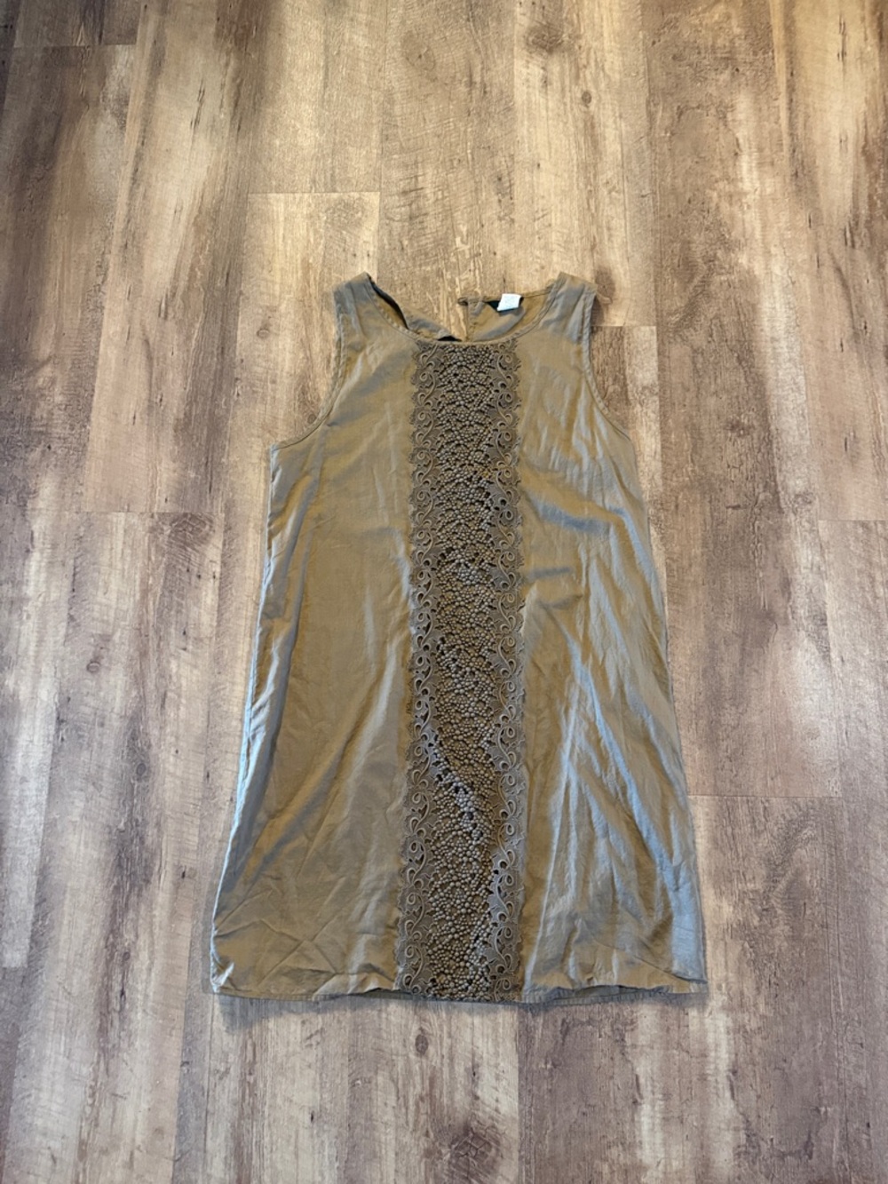 J. Crew Olive Lace-Trim Sleeveless Tank Dress